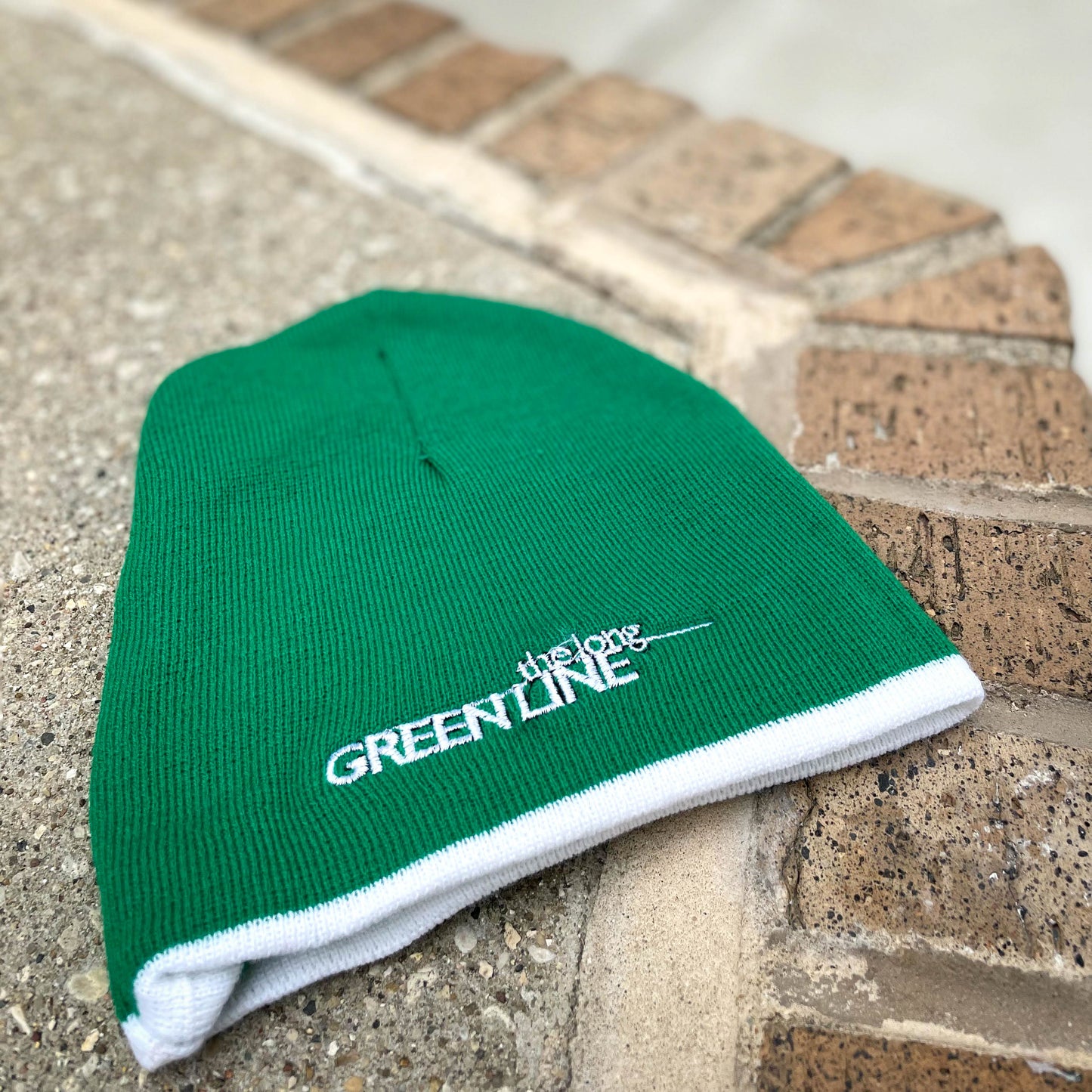 Long Green Line Beanie Hat
